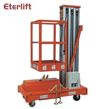 Y Llwyfan Gwaith Awyrol Tabl Lifft Alwminiwm Mast Sengl