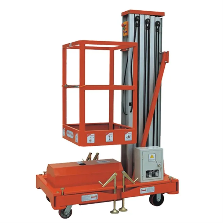 Lifftiau Mast Fertigol Alwminiwm Ar Gyfer Gwaith Awyr